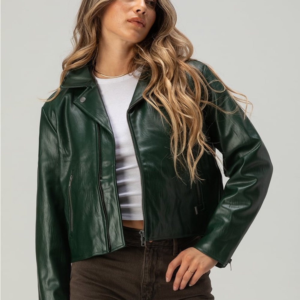 Women's Green Leather Jacket